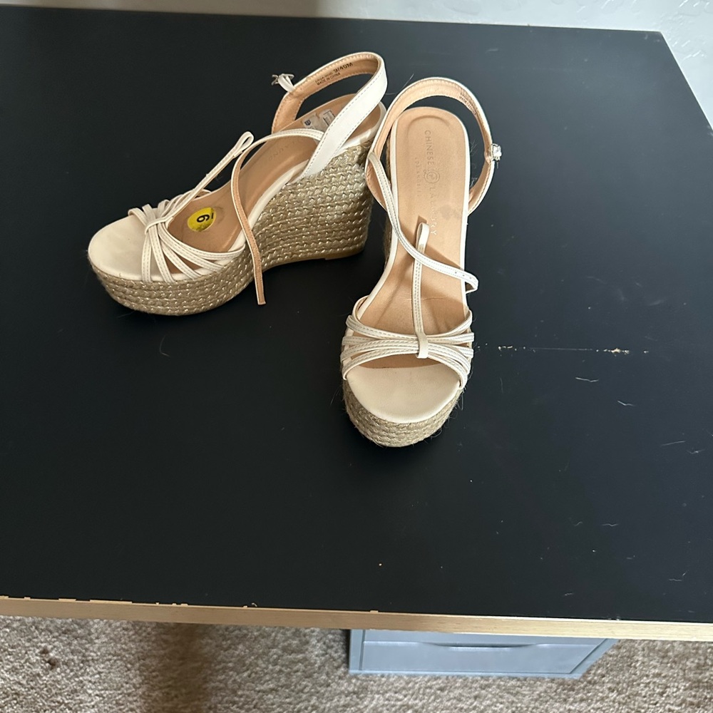 Women's Cream Wedge Sandals